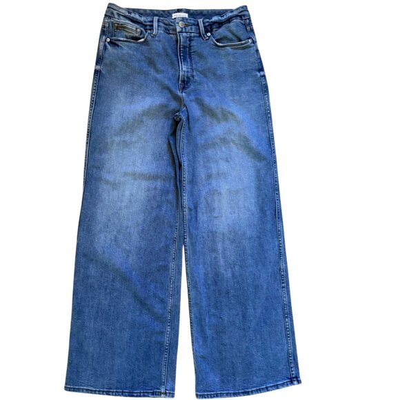 Good American Good Skate Jeans 10/30 Wide Leg High Rise Blue Denim - Picture 1 of 8
